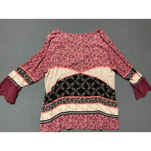 Maurice’s XL Women's Retro Boho Floral Long Sleeve Crochet Detail Blouse - Picture 5 of 5